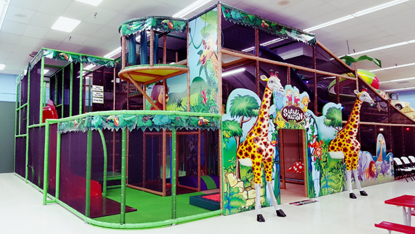 Safari Nation Is a large indoor playground with inflatables, jungle gyms, a  zip line, …